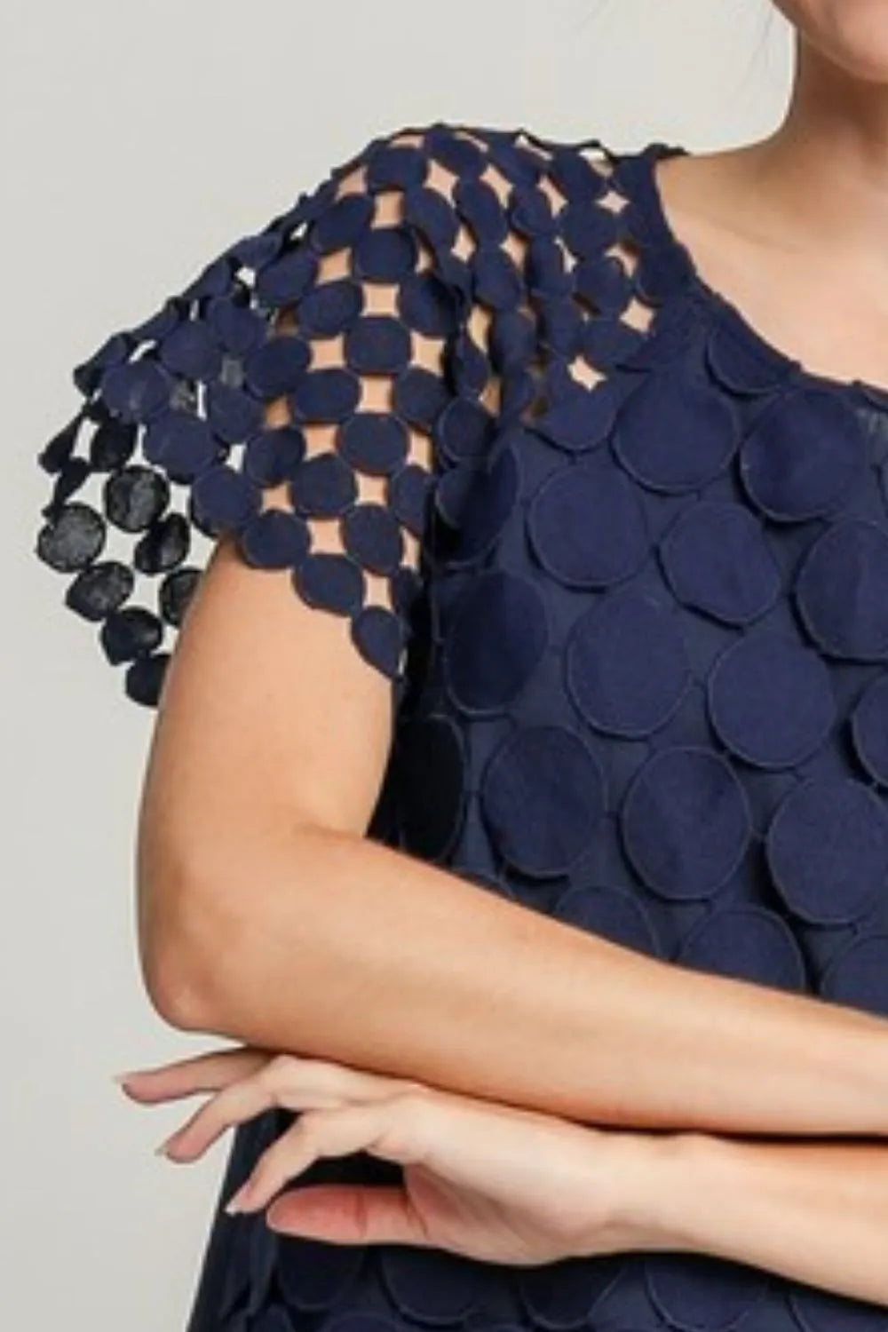 Women's Cotton Polka-Dot Lace Raglan-Sleeve Boxy Top — product view 3