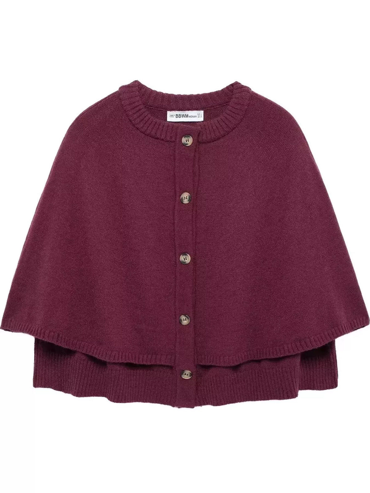 Button-Front Knit Cape Cardigan — garment front
