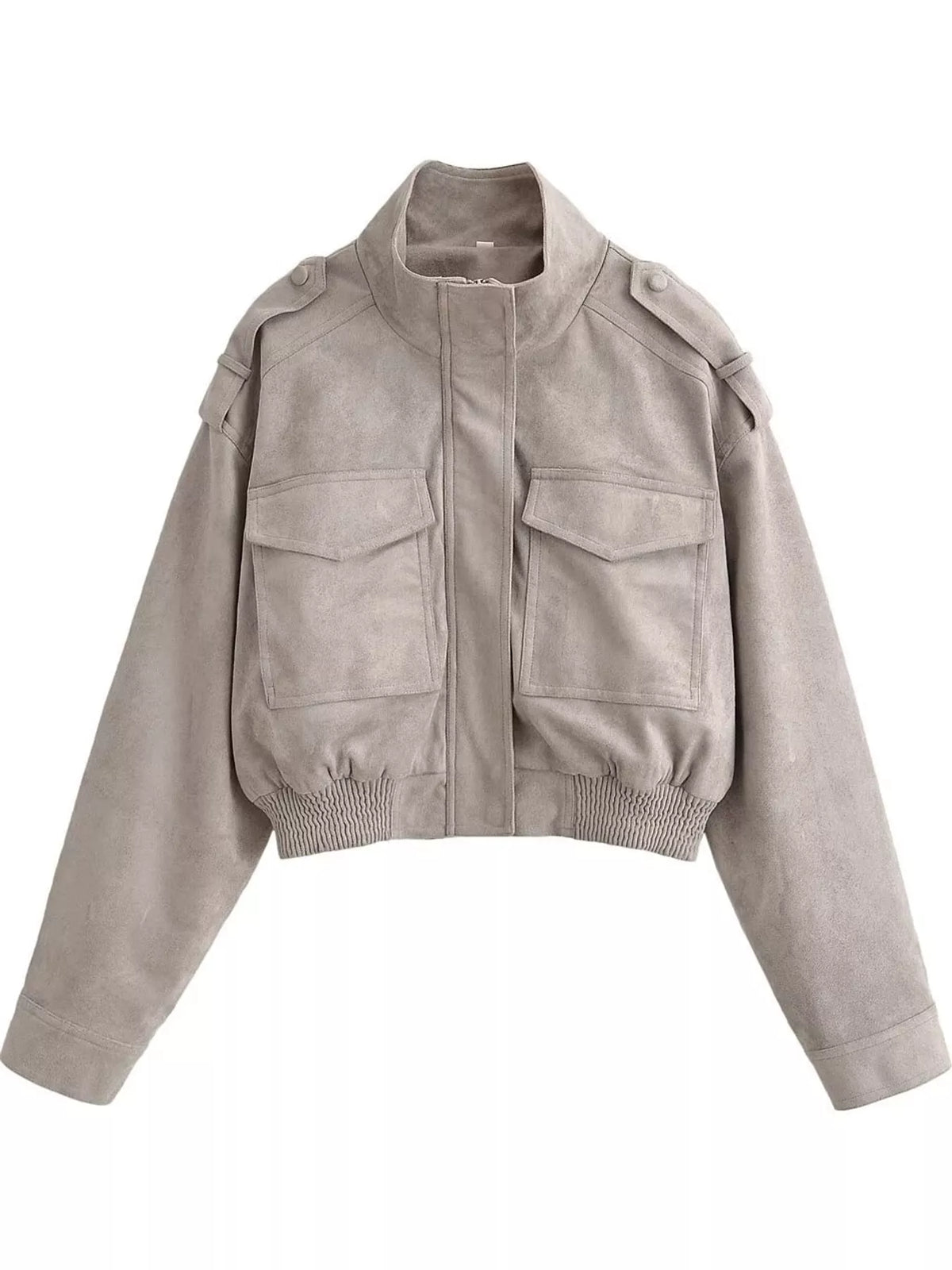 Mandarin neck long sleeve jacket, product view