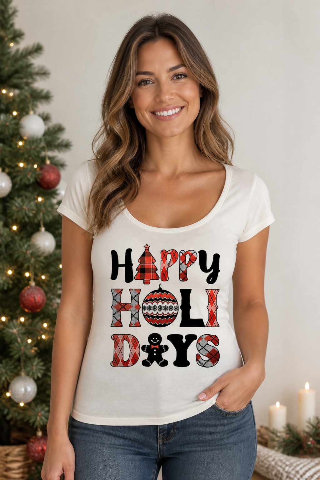 Niobe Clothing Happy Holidays Graphic T-Shirt - T-Shirts holiday
