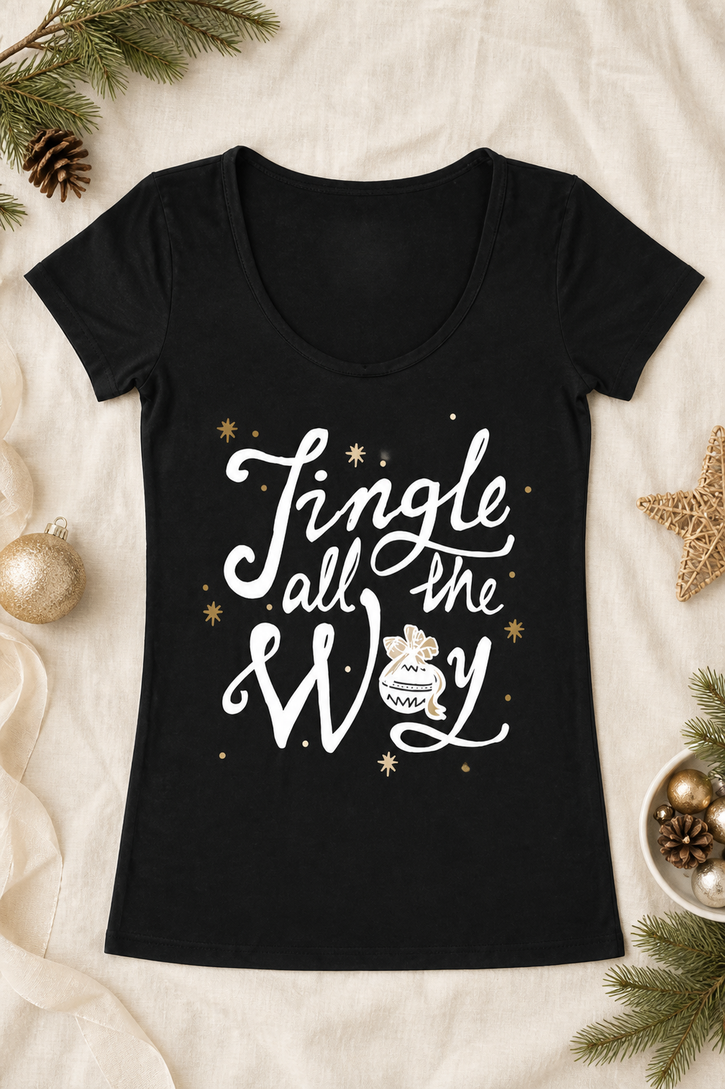 Niobe Clothing Jingle All The Way Christmas Holiday Graphic T-Shirt - T-Shirts holiday