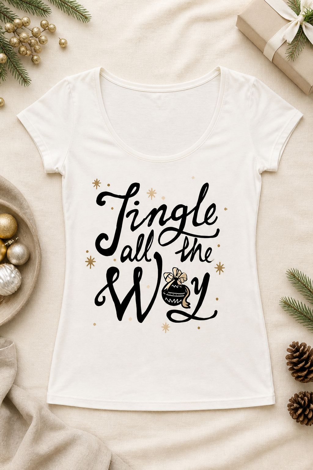 Niobe Clothing Jingle All The Way Christmas Holiday Graphic T-Shirt - T-Shirts holiday