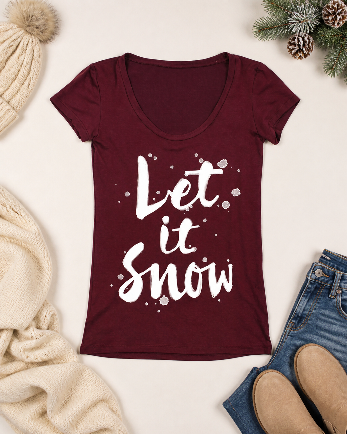 Niobe Clothing Let It Snow Holiday Graphic T-Shirt - T-Shirts holiday