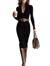 Trendsi Full Size Ribbed Knit Turtleneck Sweater Dress Plus Size - Dresses