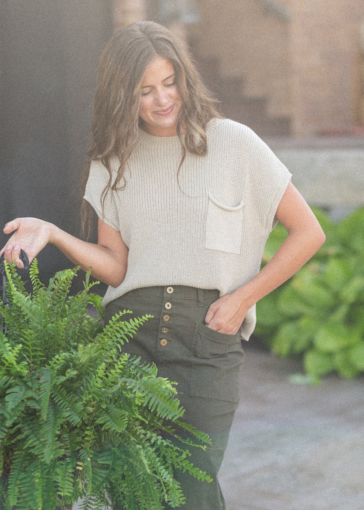 Kennedy Olive Midi Denim Skirt