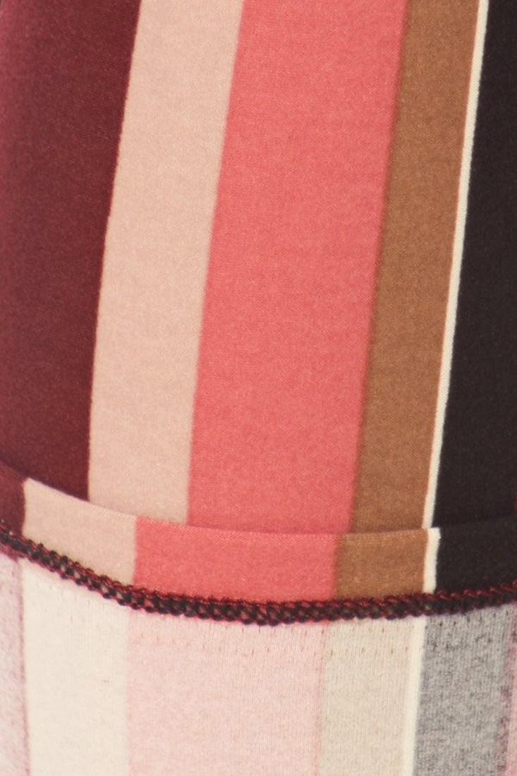 Niobe Clothing Burgundy Stripes Design Leggings - Leggings p_leggings