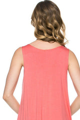 Azules Sleeveless A-line Tank Tunic (Coral) - Tunics