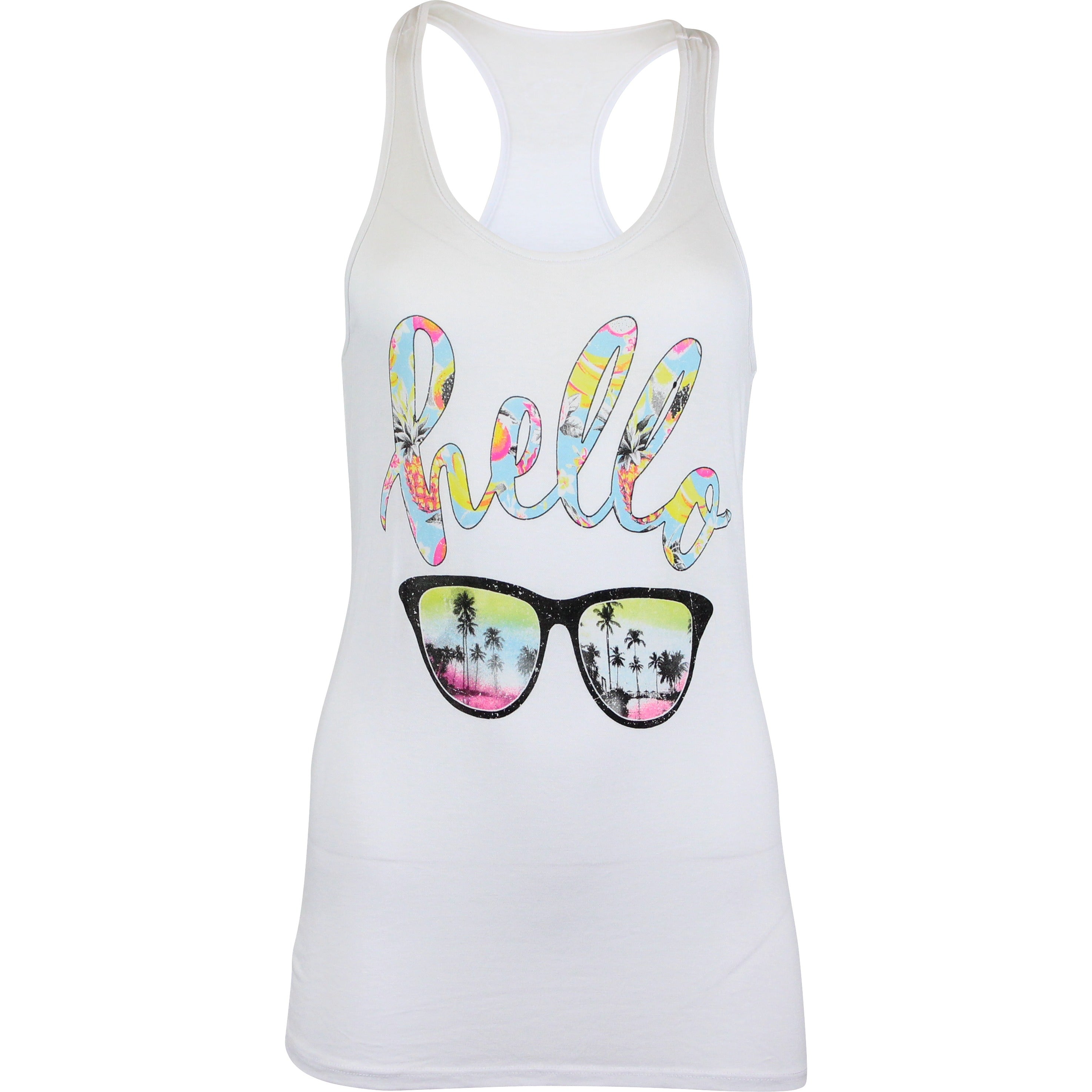 Niobe Clothing Hello Racerback Tank Top in Navy - Tank Tops g_tanktops