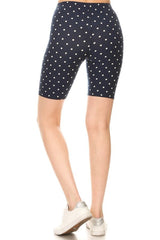 Navy Polka Dot Biker Shorts leggings- Niobe Clothing
