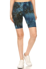 Blue Multi Tie Dye Biker Shorts leggings- Niobe Clothing