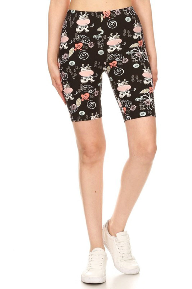 Love It Cow Print Biker Shorts - Legging Shorts p_bikershorts