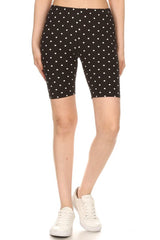 Black White Polka Dot Biker Shorts leggings- Niobe Clothing