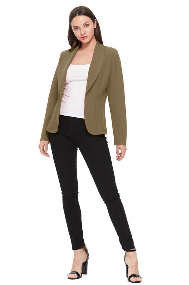 Zenana Lightweight Casual Open Front Blazer - Pea Coats sb_outerwear