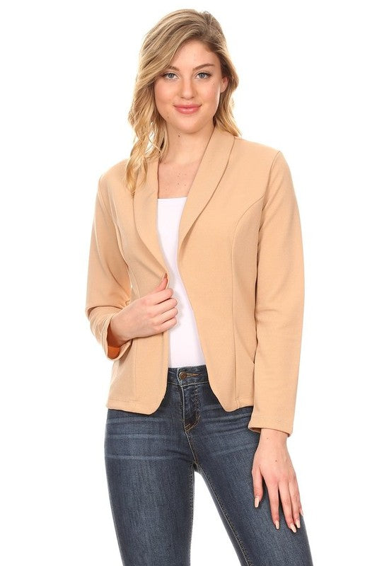 Zenana Lightweight Casual Open Front Blazer - Pea Coats sb_outerwear