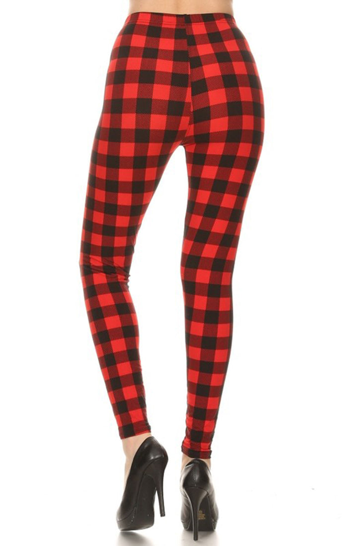 Niobe Clothing Gingham Red Plaid Leggings - Leggings p_leggings