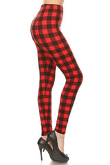 Gingham Red Plaid Leggings leggings- Niobe Clothing