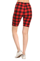 Gingham Red Plaid Biker Shorts leggings- Niobe Clothing