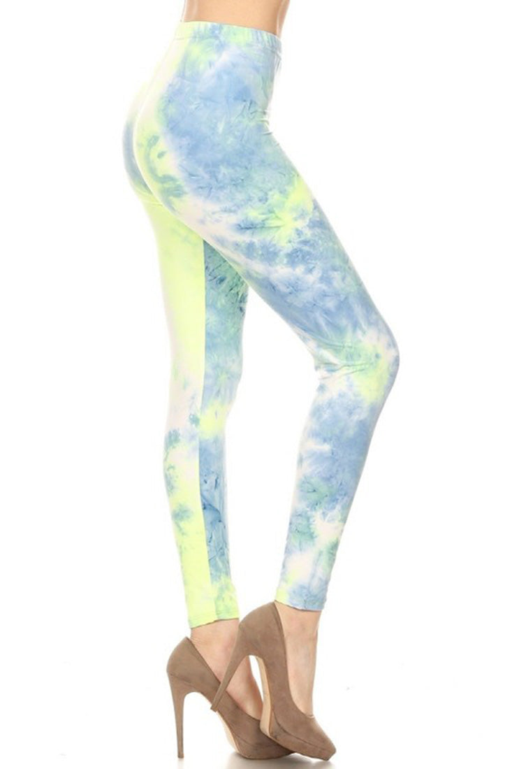 Niobe Clothing Neon Blue Tie Dye Leggings - Leggings p_leggings