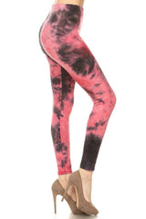 Pink Grey Tie Dye Leggings