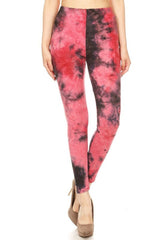 Pink Grey Tie Dye Leggings