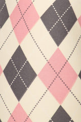 Cream Pink Argyle Plaid Leggings leggings- Niobe Clothing