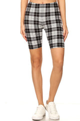 Black White Plaid Biker Shorts