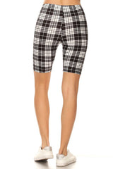 Black White Plaid Biker Shorts