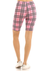 Multi Pink Plaid Biker Shorts