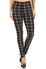 Black White Windowpane Check Leggings