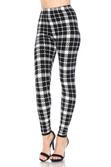 White Black Plaid Design Leggings