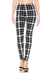 White Black Plaid Design Leggings