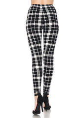 White Black Plaid Design Leggings