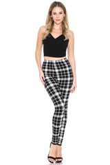 White Black Plaid Design Leggings