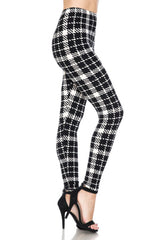 White Black Plaid Design Leggings