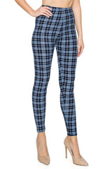 Blue Multi Plaid Leggings