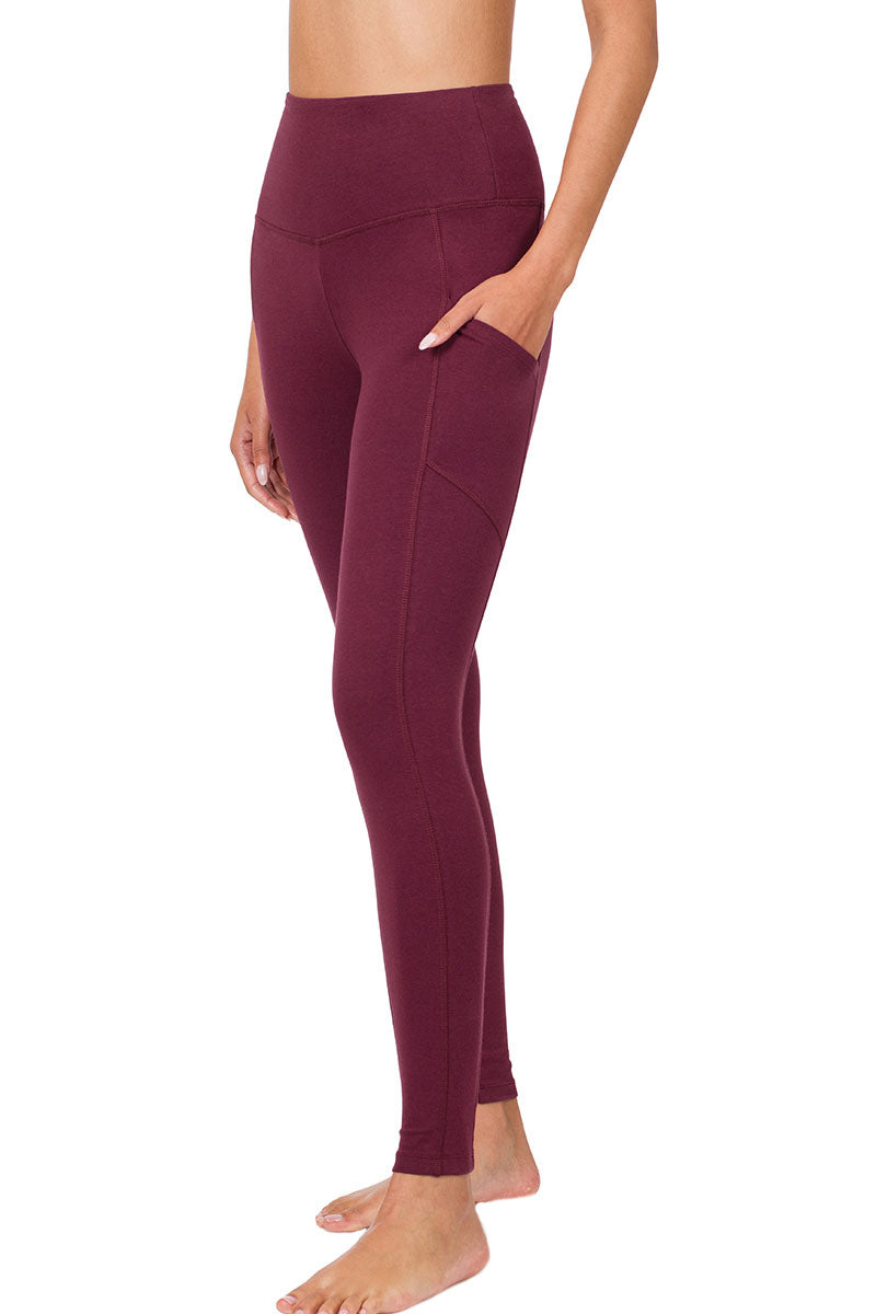 Zenana High Waist Solid Cotton Yoga Pants Work Out Leggings w/Pockets - Leggings sb_bottoms