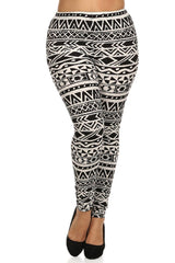Niobe Clothing Tribal Aztec Design Plus Size Leggings - leggings