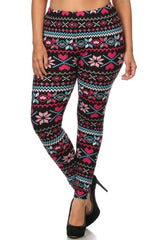 Niobe Clothing Pink Multi Hearts Design Plus Size Leggings - leggings
