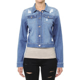 Classic Crop Vintage Distressed Denim Jacket Jackets- Niobe Clothing