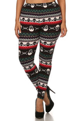 Niobe Clothing Multicolor Skull Design Plus Size Leggings - leggings