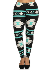 Niobe Clothing Mint Aztec Design Leggings - leggings