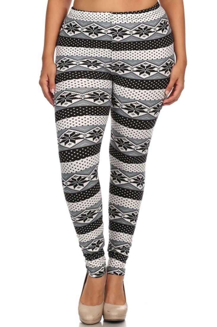 Niobe Clothing Snow Snowflake Design Plus Size Leggings - ps_printleggings