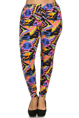 Electric Splash Design Plus Size Leggings leggings- Niobe Clothing