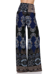 Niobe Clothing High Waist Fold Over Wide Leg Palazzo Pants (Baroque) - pants
