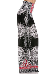 Niobe Clothing High Waist Foldover Boho Palazzo Pants (White Red Black) - pants