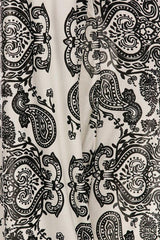 Niobe Clothing High Waist Fold Over Wide Leg Gaucho Palazzo Pants (White Paisley) - pants
