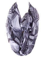 Niobe Clothing Multicolor Abstract Line Design Infinity Loop Scarf (Grey) - Scarves