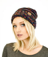 Unisex Two Toned Mix Knit Oversized Slouchy Beanie Hats- Niobe Clothing