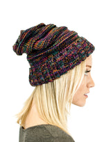 Unisex Two Toned Mix Knit Oversized Slouchy Beanie Hats- Niobe Clothing