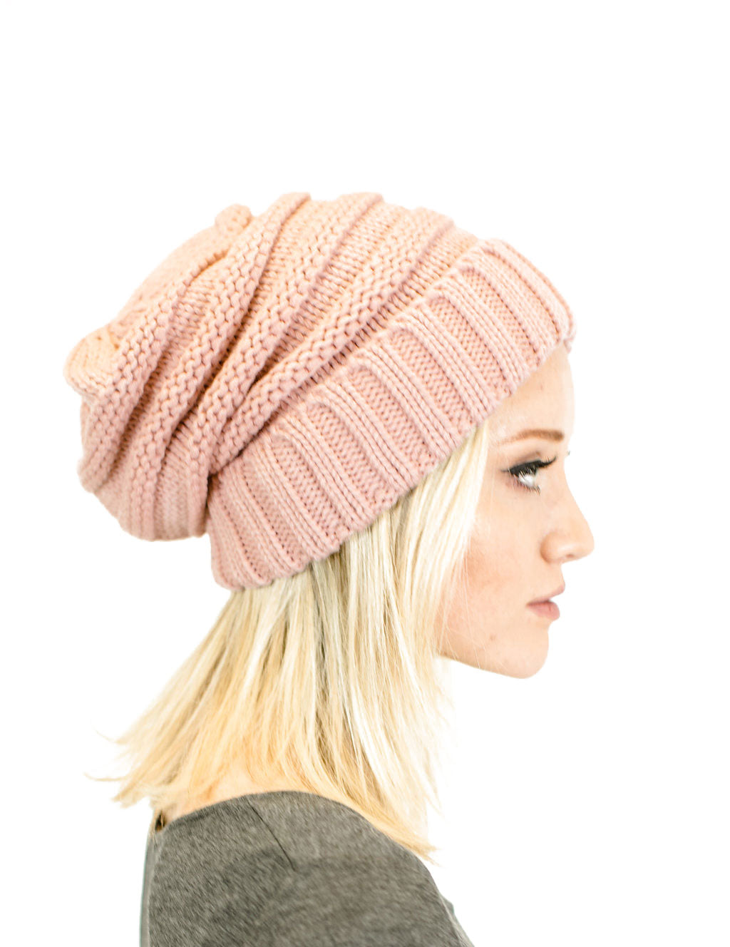Unisex Solid Oversized Slouchy Knit Beanie